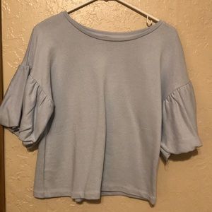 Puff sleeve light blue top